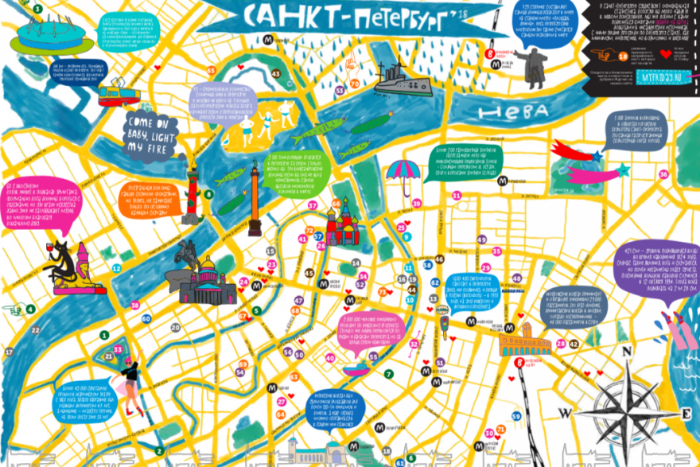 Бренд носков St. Friday Socks выпустил для туристов карту с «инсайдерскими» местами Петербурга к 315-летию города