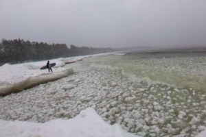 Петербургские серферы катаются на Финском заливе даже в январе. Посмотрите, как это выглядит