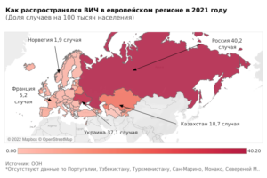 В России самая большая доля зараженных ВИЧ в Европе, следует из доклада ООН